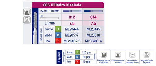 885 FRESA FG DIAMANTE CILINDRO BISELADO