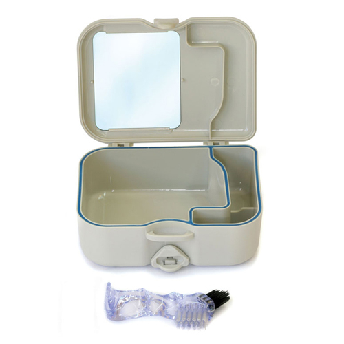 CAJA PORTA-PROTESIS CON CEPILLO Y ESPEJO