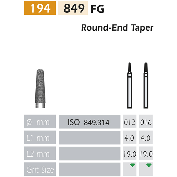 DIAMOND CUTTERS FG ISO 849-314-534-012 GREEN