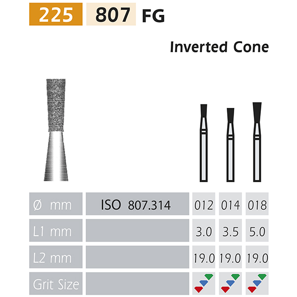 807-FG DIAMOND BURS long inverted cone