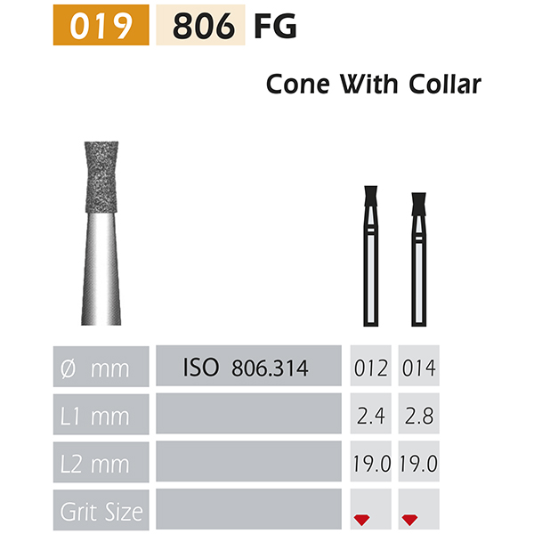 806-FG DIAMOND BURS inverted cone with neck
